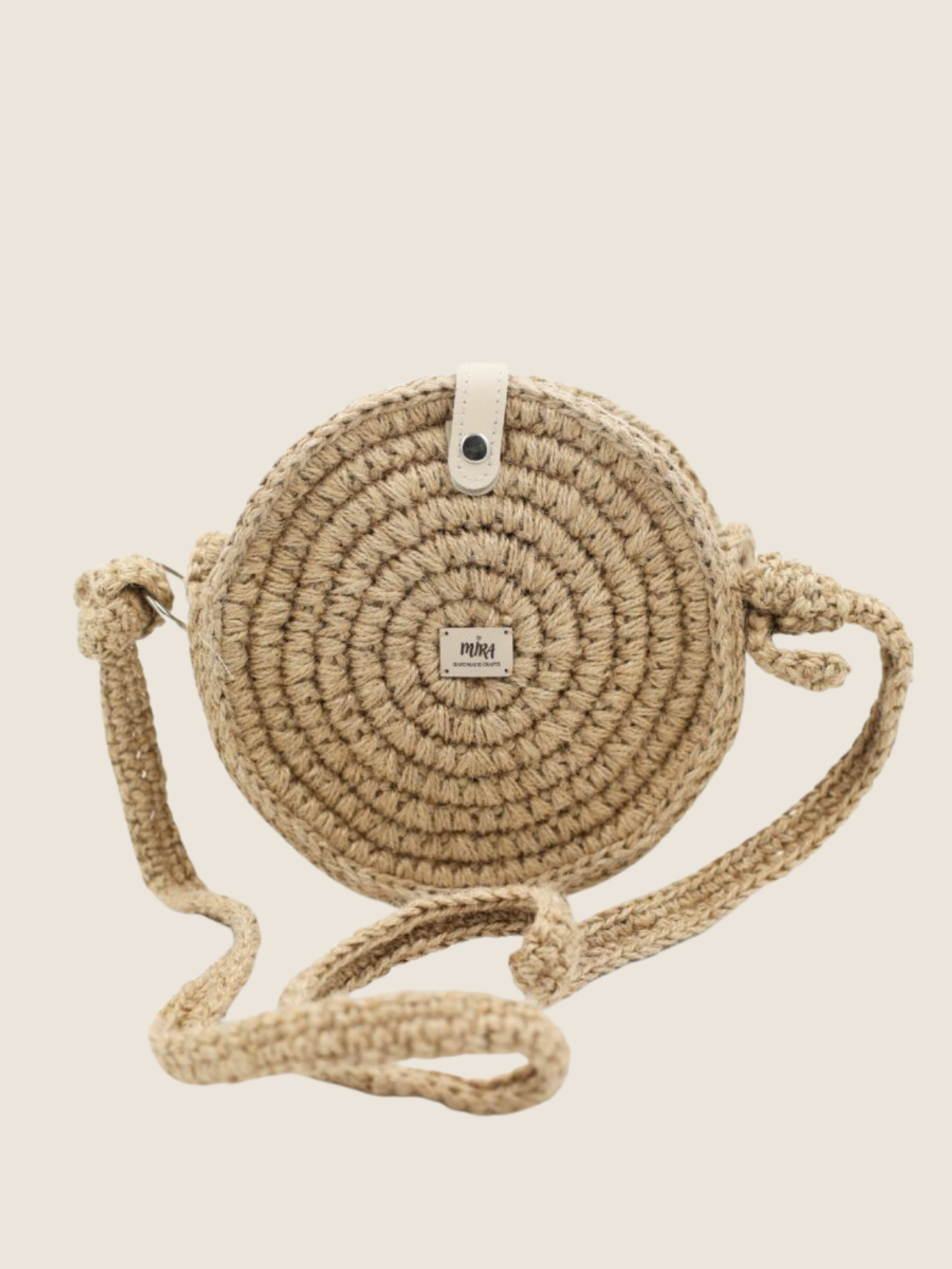 Okrągła torebka z juty