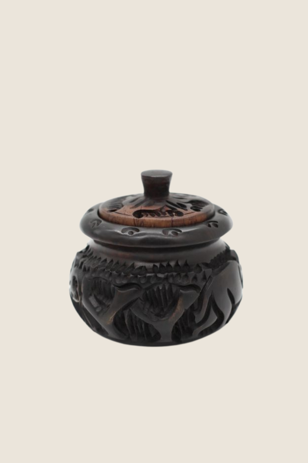 Drewniana rzeźbiona cukiernica